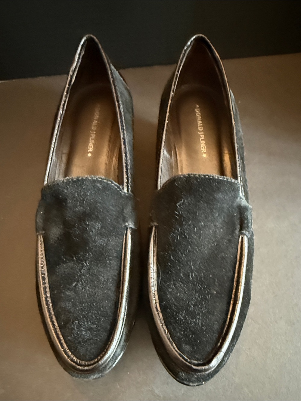 Donald J. Pliner Black Suede Slip-On Loafers